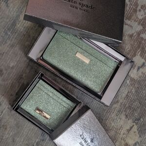 Kate Spade Glitter Wallet & Card Holder Gift Set NWT $248 Value